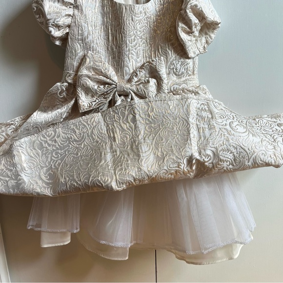 Rare Editions Toddler Girl Lurex Brocade Size 4T Dress with Bow - Picture 6 of 8